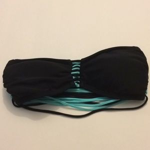 Black and blue bikini top